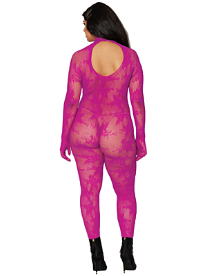 Bodystocking with Finger Gloves Diamond - Plus Size - Azalea