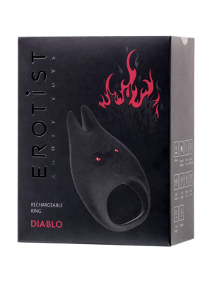 Black devil penis ring with 6 vibrations 7.9 cm