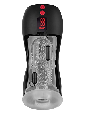 Hidden Desire Vibrating Twin Turbo Masturbator - Black