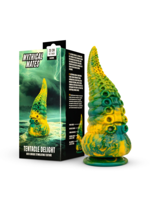 Tentacle Dildo with Suction Cup Green & Yellow - Mythical Mates