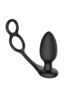 Nexus - TORNADO Rotating Plug with Cock & Ball Rings - Black - image 1