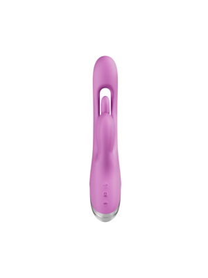 Good Vibes Only - Rabbit Vibrator With Moving Finger Purple — clear front view of the device