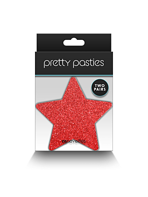 NS Novelties Pretty Pasties Glitter Stars Black/Gold 2 Pair - Red