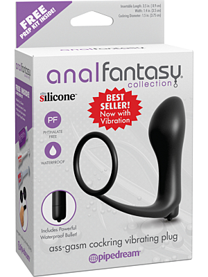 Anal Fantasy Collection Ass-Gasm Cockring Vibrating Plug Black