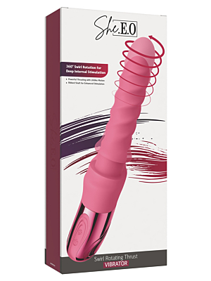 She.E.O Swirl Ribbed Massaging Vibrator - Pink