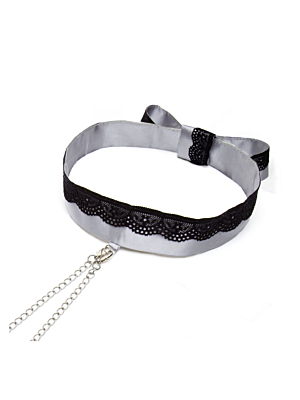 Fifty Shades of Grey Play Nice Satin & Lace Collar & Nipple Clamps - Silver