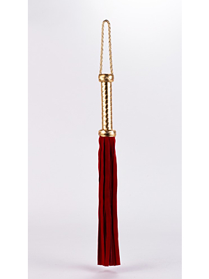 Flogger with Metallic Leather Handle and Suede Leather Tails Red 18" – main product view