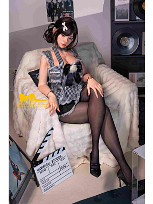 Mio 165 cm Natural – ολόσωμη καθιστή με καρό φόρεμα