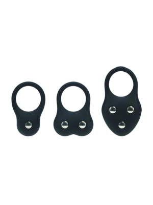 Levelz Silicone Training Cockring Set of 3 - S/M/L - Black