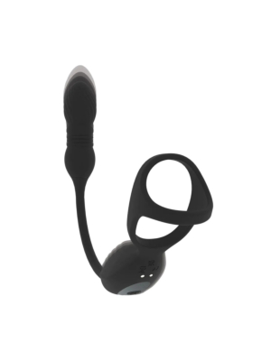Levelz Vibrating and Thrusting Silicone Tri O Cockring with Prostate Stimulator - Black