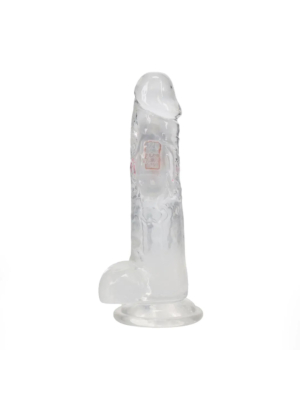 RealRock LED Vibrating Straight Cock with Balls 20 cm – Transparent