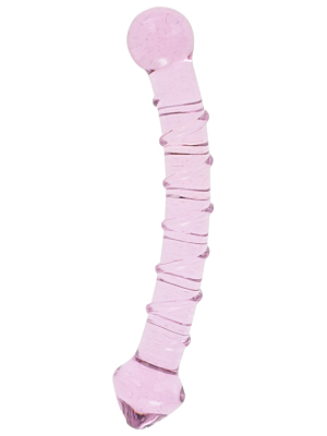 Double Heads Glass Dildo Pink 17.5 cm