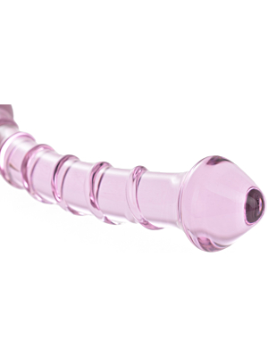Double Heads Glass Dildo Pink 17.5 cm