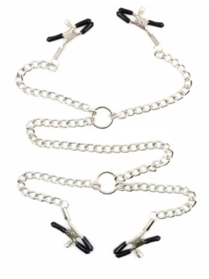 Fetish Secrets Nipple and Labia Clips, Silver/Black