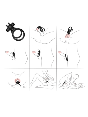 Stay Hard Vibrating Cock and Ball Ring - Black