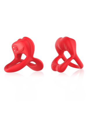 Big Mouth Vibrating Cock Ring – 9 Functions – Red