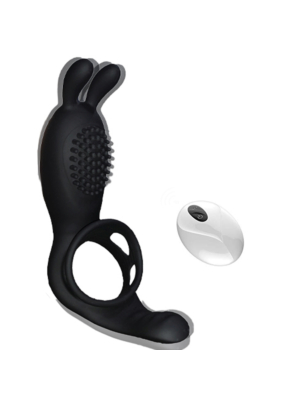 Vibrating Rabbit Cock Ring with Remote Control - Rechargeable