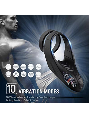 Maxton Penis Ring 10 Vibration Modes Silicone USB Black Guilty Toys Mighty Warrior