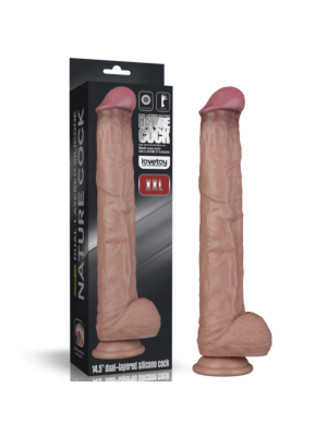 Lovetoy 14.5'' Dual Layered Bendable Silicone Cock XXL(Flesh)