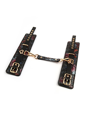 Geisha Floral Jacquard Wrist Cuffs - Black