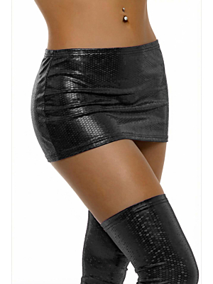 Glossy Luciana Wetlook Mini Skirt &ndash; Black