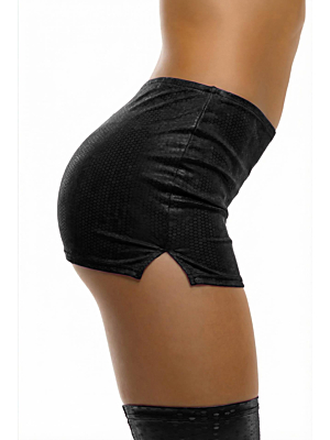 Glossy Luciana Wetlook Mini Skirt – Black