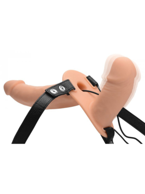 Power Pegger Double Strap-On Vibrator - Skin
