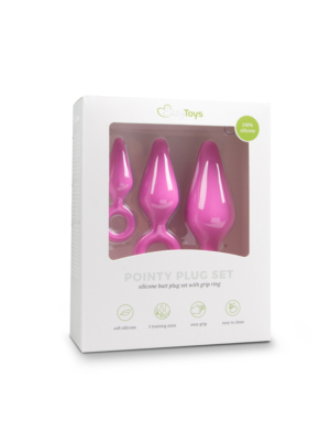 Pink Buttplugs With Pull Ring - Set