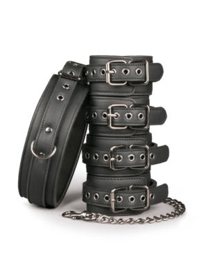 Easy Toys Fetish Set Collar Ankle & Wrist Cuffs Black
