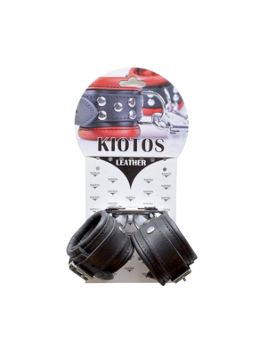 Kiotos Leather Handcuffs Black - 5 cm