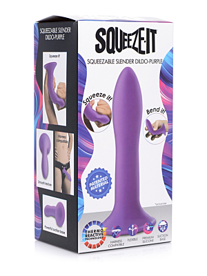 Squeezable Slender Silicone Dildo (Purple) - XR Brands