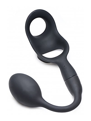 Alpha Pro 10X P-Bomb Silicone Cock and Ball Ring with Anal Plug - Rechargeable