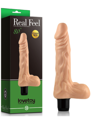 Realistic Vibrating Dildo - Lovetoy Real Feel 20cm Skin