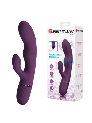 Pretty Love Zach Four-Sided Thumping Rabbit Vibrator Purple