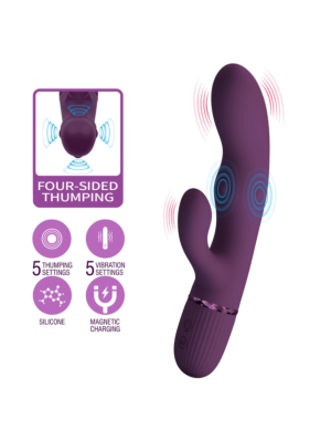 Pretty Love Zach Four-Sided Thumping Rabbit Vibrator Purple