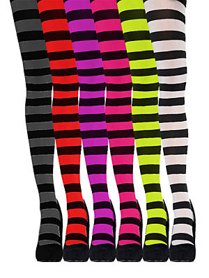 Nylon Stripe Tights Zebra - Yellow
