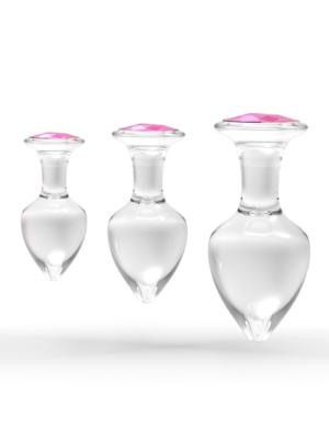 Diamond Glass Butt Plug Pink S