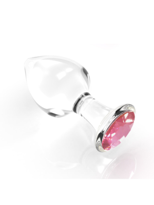Diamond Glass Butt Plug Pink L