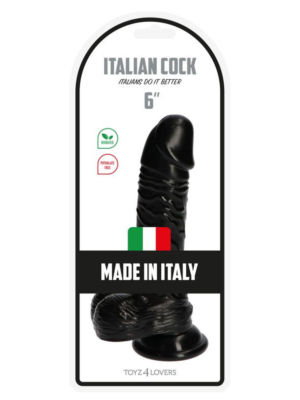 Realistic Italian Cock Michelangelo with Balls 18.5 cm (Black) - Toyz4lovers