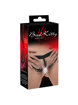 Bad Kitty Pearl String with Silicone Clamps - Black