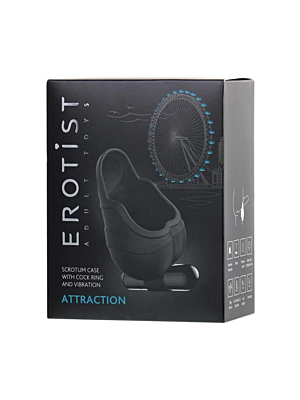 EROTIST Scrotum cover with an erection ring and vibration Attraction silicone black