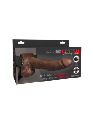 Fetish Fantasy 8" Hollow Rechargeable Strap-on with Balls Brown