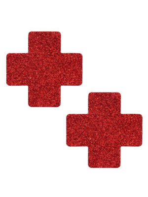Glitter Cross Nipple Pasties Stickers Red