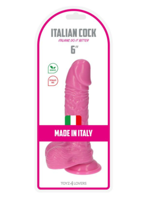 Realistic Italian Cock with Balls 15.2 cm (Pink) - Toyz4lovers