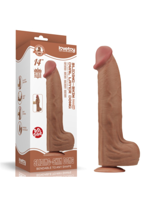 Lovetoy 14'' King Sized Sliding Skin Dual Layer Dong Brown