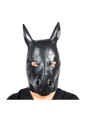 Latex Mask Horse Hood Black