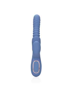 Warming Rotating Beads and Thrusting Rabbit Vibrator - Blue Nova - Bulk