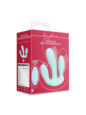 Three-In-One Liquid Silicone Vibrator - Breezy Blue