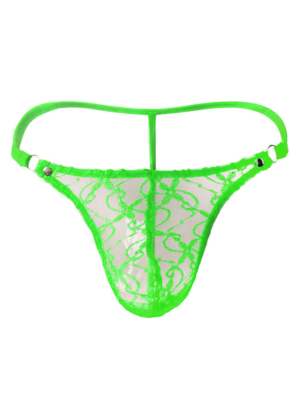 Men Low Waist Mesh T-back Green