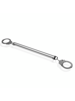 Ouch Spreader Bar with Hand or Ankle Cuffs - Silver